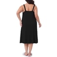 thumbnail image 3 of Noche de mujer plus size Agnes Orinda, vestido de dormir sin mangas con tirantes de espagueti, escote en V plisado, chemise de descanso midi 4X negro, 3 of 6