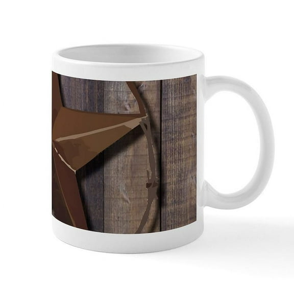 CafePress - Western Barnwood Texas Star Mugs - 11 oz Ceramic Mug - Novelty Coffee Tea Cup