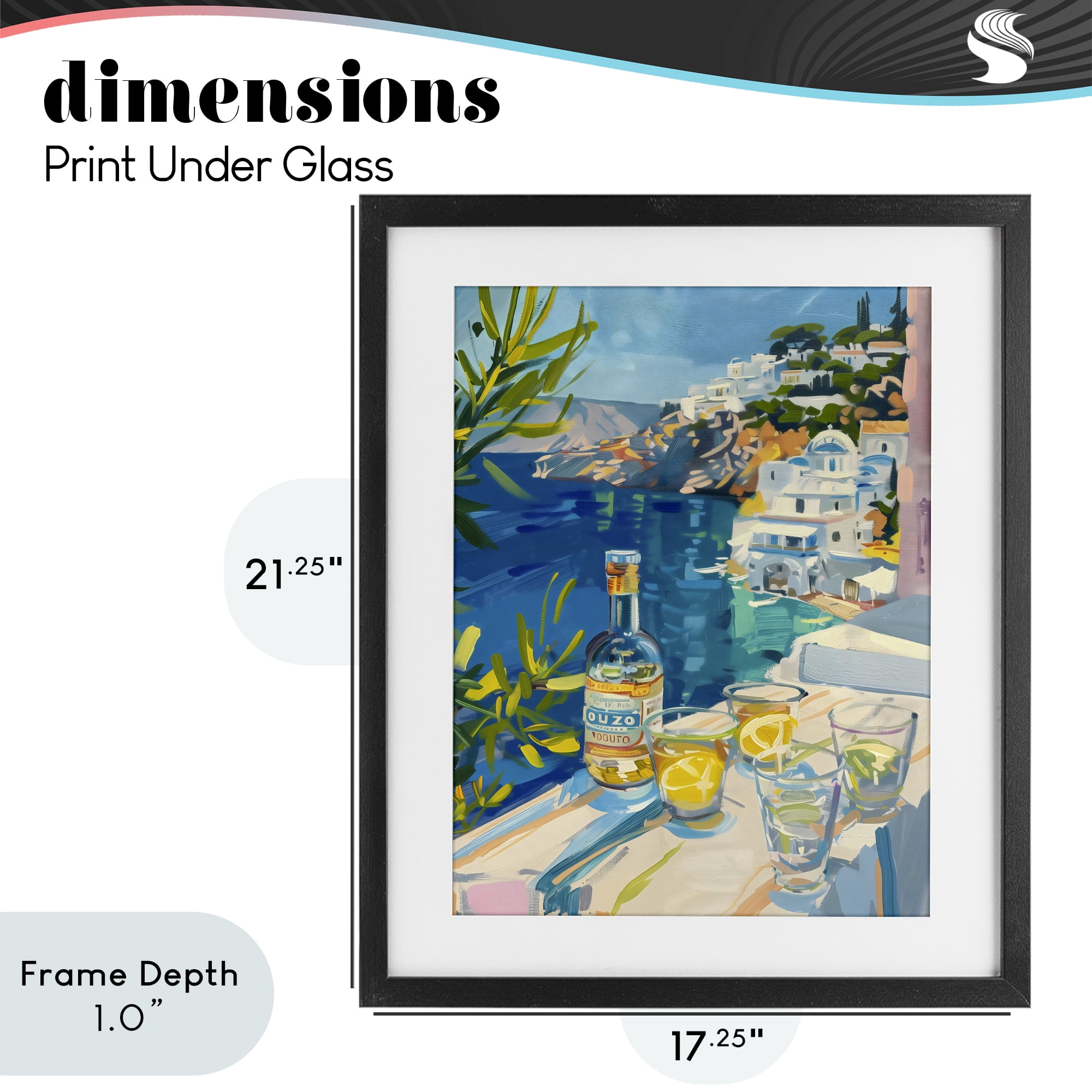 Stupell Industries Drink By The Sea Balcony Black Framed Print Under Glass, design by The Prints Vibe