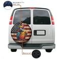 thumbnail image 4 of KAKALAD American Flag Painted Wood Wall Funny Tropical Parrot Spare Tire Cover Universal Car Vehicle Tools For Rv SUV Truck Camper Travel Trailer Accessories Buckle 17” Inch, 4 of 6