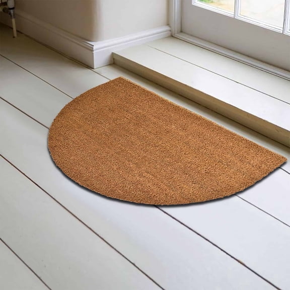Evideco Lea Natural Coir Half Round Door Mat 30x18 Inches - Indoor Outdoor - Front Door Mat for Entryway, Porch, Patio