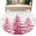 thumbnail image 6 of Pink Trees Christmas Round Rug 5ft Washable Circle Kitchen Rugs Non Slip Xmas Tree Snowflake Winter Large Area Rug Indoor Floor Carpet for Bedroom Living Room Home Office Dining Room Nursery, 6 of 8