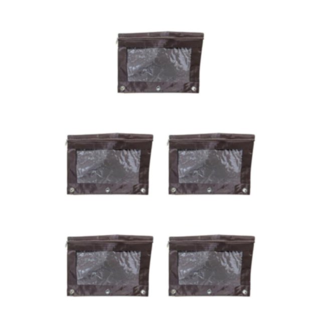 Youkk Pochette Durable avec Fermeture Éclair pour Ranger et Transporter des Dossiers Importants, Marron, 5 Pcs