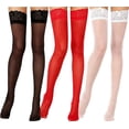 thumbnail image 1 of Bas Hauts de Cuisse en Dentelle 3pcs, Noir, Blanc, Rouge, 1 of 5