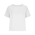 thumbnail image 4 of Diufon Casual Womens Tops Square Neck Short Sleeve T-Shirts Summer Solid Color Loose Tees, 4 of 6