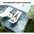 thumbnail image 2 of SIXHOME 8x10 Feet Waterproof Outdoor Rug, Reversible Blue Plastic Patio Mat with Straw Texture Tropical Palm Leaf, Non-Slip Carpet for Camping, RV, Balcony, Porch, Picnic, 2 of 7