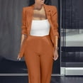 thumbnail image 5 of GILIGEGE Two Piece Sets for Women Womens Fall Fashion 2 Piece Sets Open Front and Slim Fit Pants Suits Set Orange M, 5 of 7