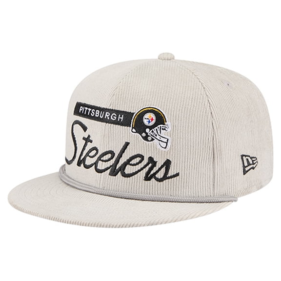Men's New Era Gray Pittsburgh Steelers Cord Rope Corduroy 9FIFTY Snapback Hat