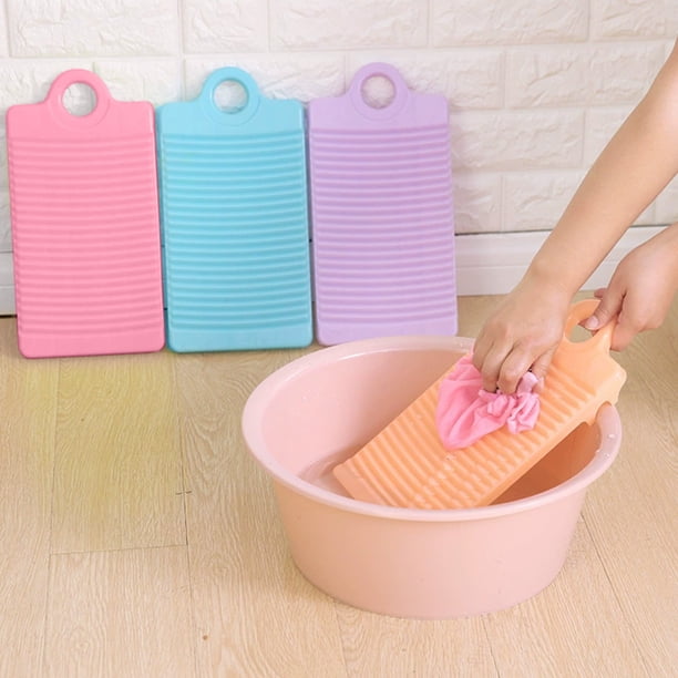 Tabla de fregar ropa de plástico | 12,2 x 6,33 x 0,79 pulgadas | Uso multiescena | Herramienta de lavado a mano para ropa sensible y de bebé | Duradero y ligero | Rosa Azul Amarillo Púrpura - 1 pieza