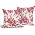 thumbnail image 2 of Vintage Floral Pillow Covers 20x20 Inch Set of 2 Wine Red and Cream Floral Throw Pillow Covers Chinoiserie Flower Pillowcases Rustic Farmhouse Cotton Linen Cushion Covers for Couch Bed Sofa Home Decor, 2 of 6