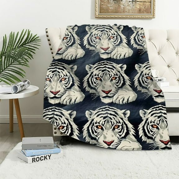 BCIIG Aesthetic Tiger Throw Blanket - Soft Plush, Lightweight, Warm, Fuzzy Flannel Blanket for Couch, Sofa, Travel, Outdoor - Perfect Comfy Gift for All 40x50in