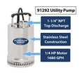 thumbnail image 6 of Superior Pump 91292 1/4 HP 1.25 Inch Top-Discharge Stainless Steel Utility Pump, 6 of 9