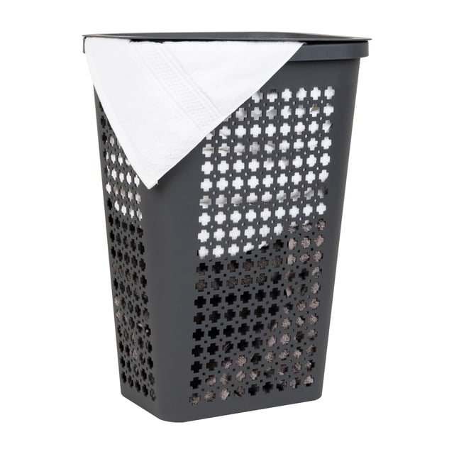 Cesta para ropa Mind Reader, delgada, cónica, con tapa, 50 L, gris