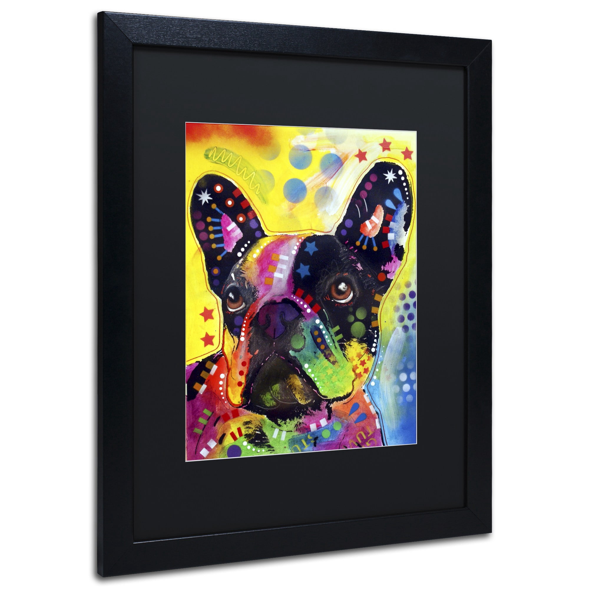 Trademark Fine Art "French Bulldog 2" Canvas Art by Dean Russo, Black Matte, Black Frame