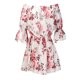 thumbnail image 3 of WILLBEST Vestidos Casuales Vestidos de Verano para Mujer 2022 Playa Sexy Hombros Descubiertos Túnica Casual Suelta Manga Mini Vestido Floral Extra Grande, 3 of 3