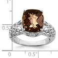 thumbnail image 2 of Primal Silver Sterling Silver Rhodium-plated Checker-cut Smoky Quartz Ring, 2 of 4
