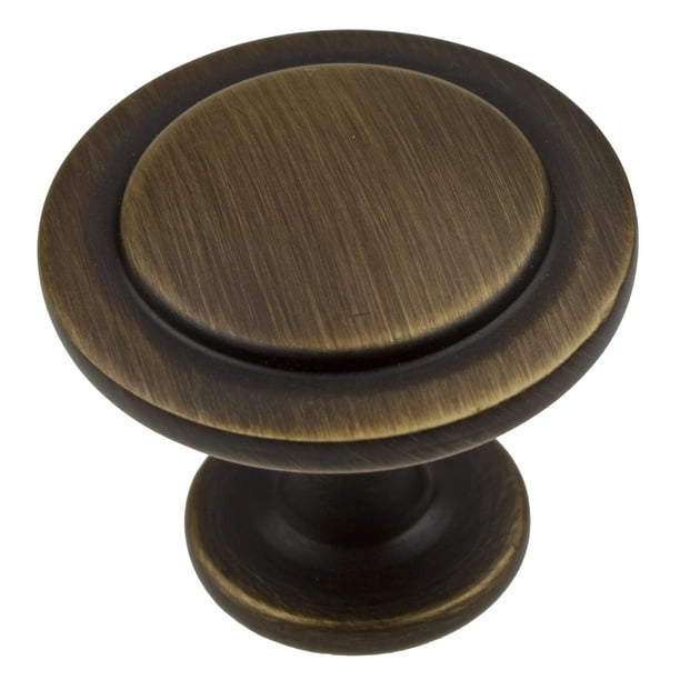 GlideRite 11/4 in. Classic Round Ring Knobs, Antique Brass