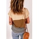 thumbnail image 1 of ABPHQTO Top de mujer con manga casquillo y bolsillo color block marrón, 1 of 5
