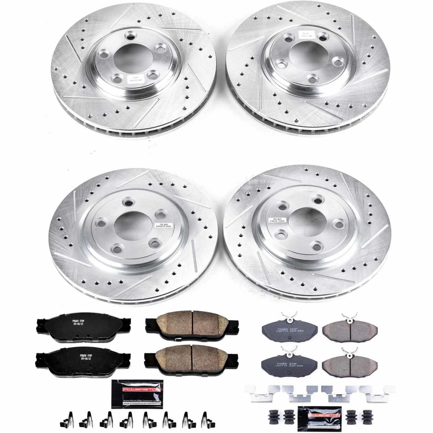PowerStop Front and Rear Z23 Evolution Sport Carbon-Fiber Ceramic Brake Pad and Drilled & Slotted Rotor Kit Fits: JAGUAR Select Models K1355