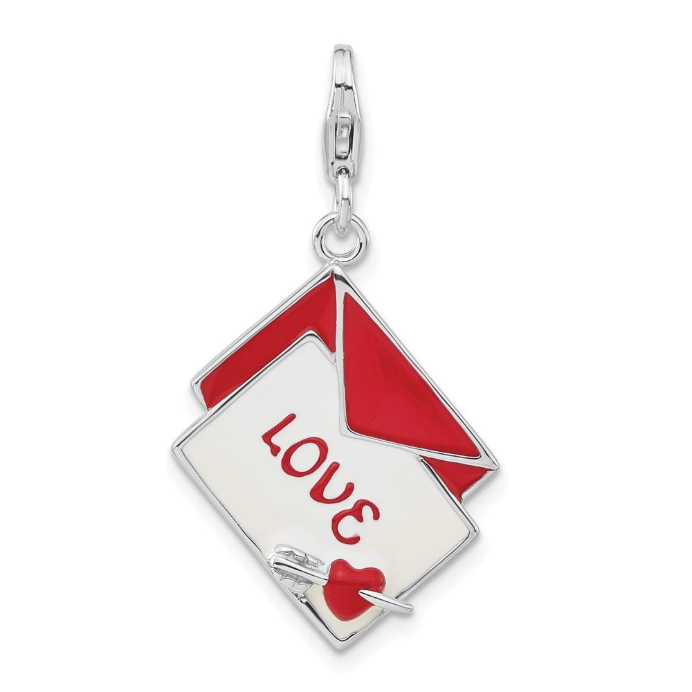 Sterling Silver 3-d Enameled Love Letter W/lobster Clasp Charm Sterling Silver 3-d Enameled Love Letter W/lobster Clasp Charm
