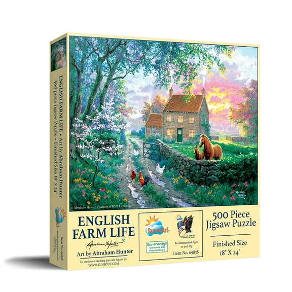 SUNSOUT INC - English Farm Life - 500 pc Jigsaw Puzzle by Artist: Abraham Hunter - Finished Size 18" x 24" - MPN# 69838