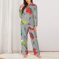 thumbnail image 2 of Logiee Cute Dinosaur Print Womens Pajamas Set,Long Sleeve Sleepwear,Button Down Lounge Set 2 Pieces,Soft Nightwear Pjs Set-Medium, 2 of 7