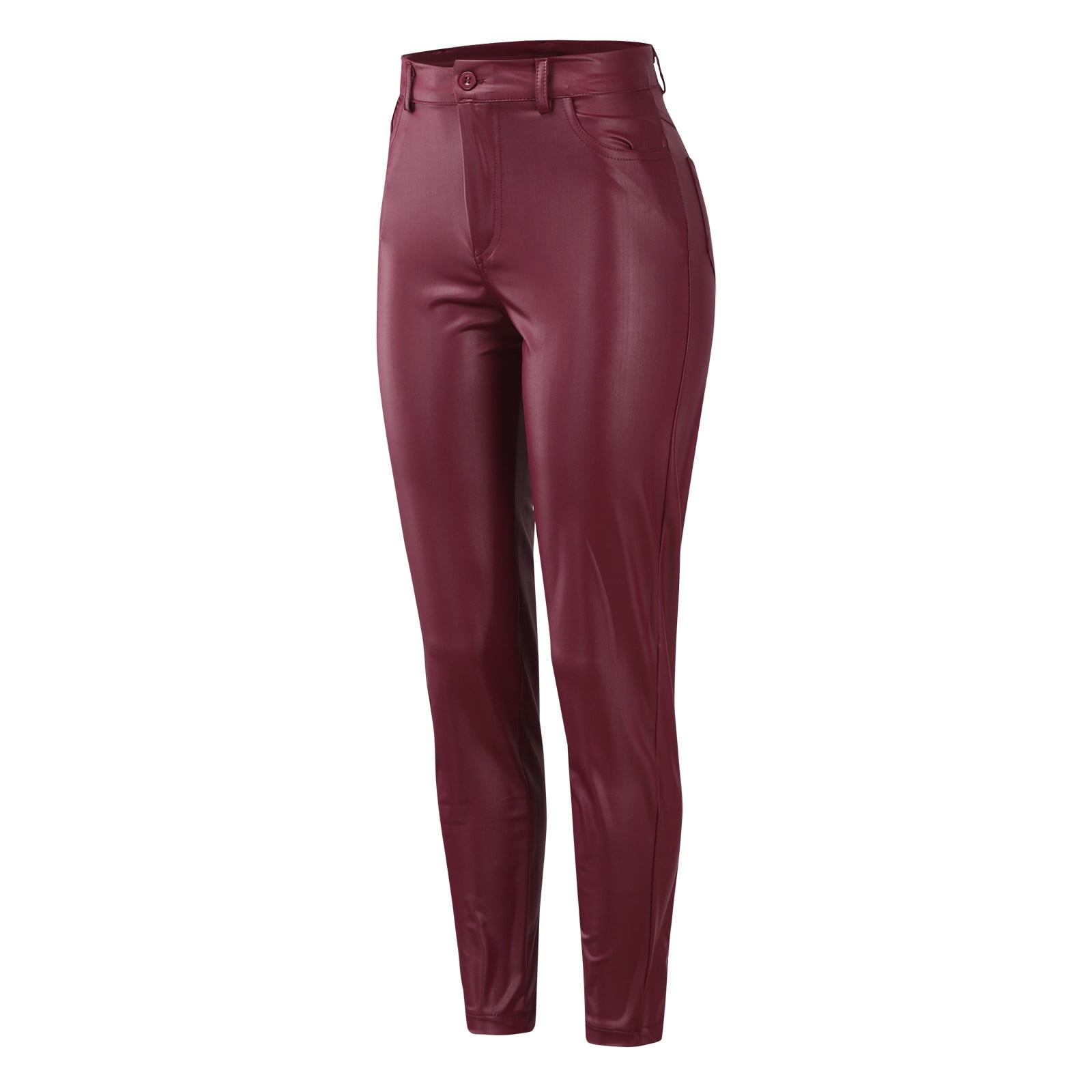 Buy Shascullfites Melody Leather Moto Pants Womens Solid Buttoned Casual  Coated Pu Pants Burgundy Pants Leg Zipper Pants at affordable prices — free  shipping, real reviews with photos — Joom