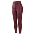 thumbnail image 4 of GJSYRH Women's Slim Fit Leather Trousers with Stretch for Everyday Casual Comfort and Style Featuring a Classic Buttoned Front Design, 4 of 7