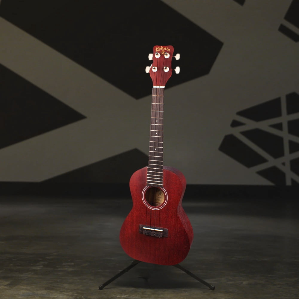 Kohala KO-C Kine’O Concert 4-String Right-Handed Ukulele with All Linden Wood Body and 19 Frets Bundle with Dual-Hinged Clip-On Tuner (Black) and Concert Ukulele Bag (Black) (3 Items)