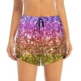 thumbnail image 2 of Xecao's Glitter Rainbow for a double-layer running short for women, perfect for gym, tennis, and more, featuring a convenient pocket., 2 of 9