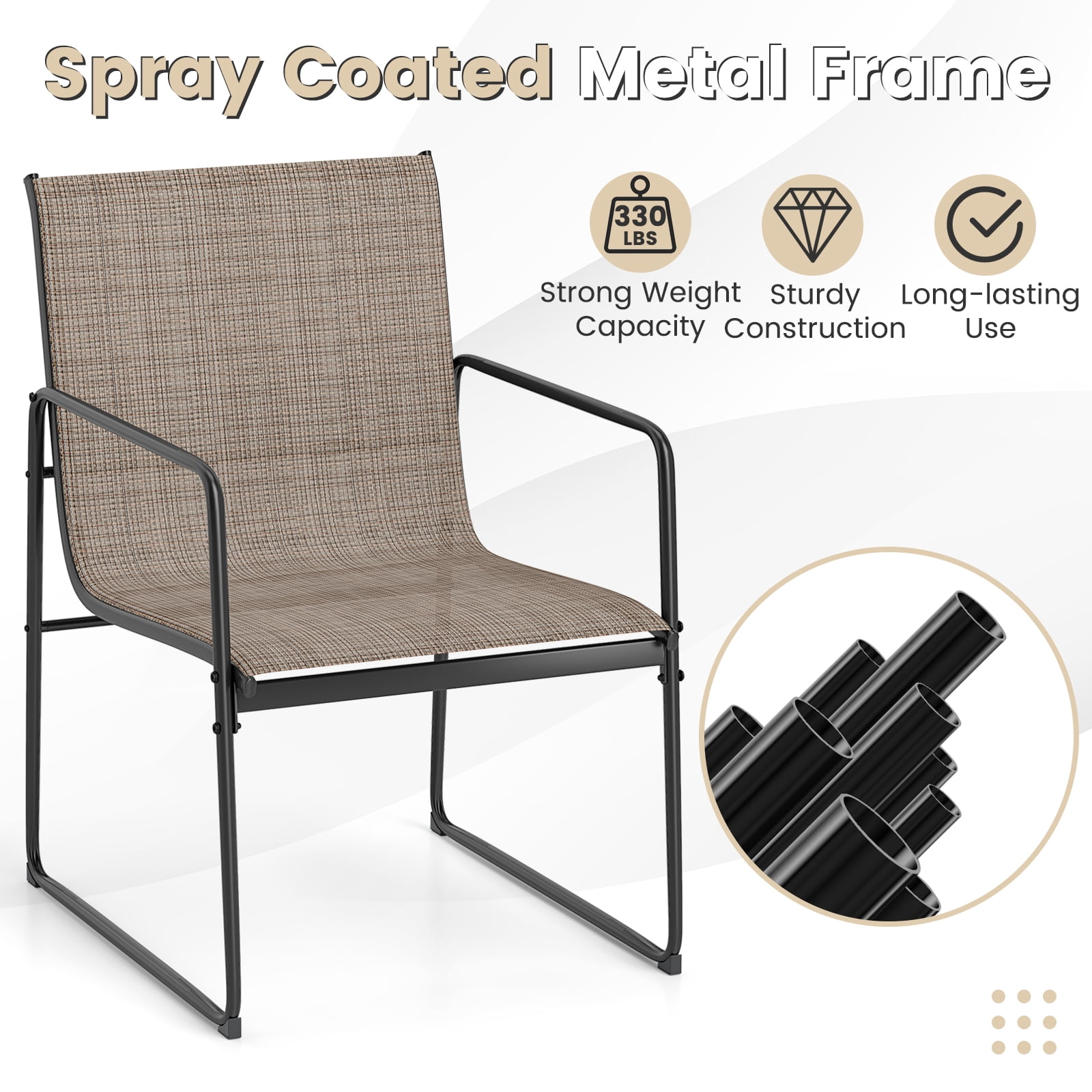 Patiojoy Patio Chairs Set of 4 Outdoor Furniture Chairs w/ Ergonomic Backrest