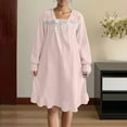 thumbnail image 4 of HOMBOM Nightgowns for Women Soft Watermelon Red Flannel Sleepwear Fleece Long Long Sleeve Females Sleep Dress Cute, 4 of 6