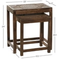 thumbnail image 4 of DecMode 22" x 24" Brown Mango Wood Handmade Intricately Carved Floral Accent Table with Carved Tabletops, 2-Pieces, 4 of 15