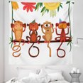 thumbnail image 1 of Monkey Tapestry, Cartoon Style Illustration with Animals Sitting on a Branch on Flowers Background, Fabric Wall Hanging Decor for Bedroom Living Room Dorm, 5 Sizes, Multicolor, by Ambesonne, 1 of 1