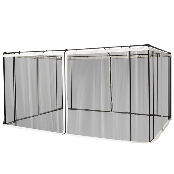 Outsunny 10' x 12' Universal Replacement Mesh Sidewall Netting for Patio Gazebos and Canopy Tents with Zippers, (Sidewall Only), Beige,