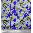 thumbnail image 1 of Soimoi Blue Japan Crepe Satin Fabric Leopard & Wild Animal Skin Print Fabric by Yard 42 Inch Wide, 1 of 3