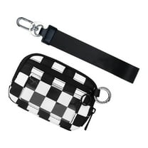 Gnmfd Portable Waterproof Wristlet Pouch with Clear Card Slot Plaid Pattern for Daily Commutes Travel Outdoor Activities, Fashionable Small Purse Organizer, Closet Organizers and Storage