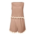 thumbnail image 5 of Riforla Women's 2 Piece Beach Vacation Outfits Casual Cropped Tank Top High Waist Shorts Set Tracksuit Short sets Khaki XXL, 5 of 6