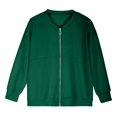 thumbnail image 3 of Resicozy Womens Cropped Jackets Zip Up Lightweight Jackets Outerwear Fall Winter Clothes with Pockets Dark Green 2XL, 3 of 5