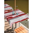 thumbnail image 2 of Outdoor Tablecloths with Umbrella Hole & Zipper, Red Pink Gray Stripes 60x60 Inch Square Tablecloths, Modern Abstract Minimalist Retro Waterproof Table Cloth, Patio/Pool/Picnic Table Covers, 2 of 8