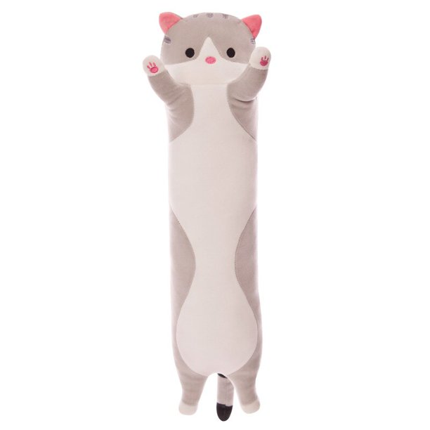 Plush Animals Cat Toys Creative Long Soft Gift Creative Office Lunch Break Nap Sleeping Pillow Cushion Plush Stuffed Gift DollGray110cm Deng Xun unisex