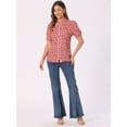 thumbnail image 4 of DARING DIVA Contrast Trim Puff Sleeve Peasant Shirt L Pink, 4 of 6