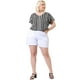 thumbnail image 3 of Women's Plus Size Blouses Ruffle Sleeve Loose Stripe Tops Black 3X, 3 of 7