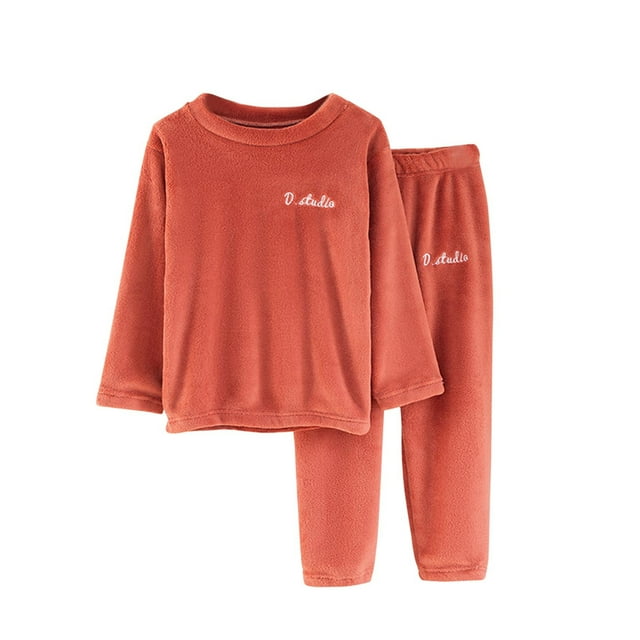 zbxnLI Pyjama en Molleton pour Garçons et Filles 2 Pcs, Duveteux, Manches Longues, Pantalon de Nuit, Ensemble de Pjs, Tenue de Détente