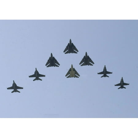 Canvas Print Military Airshow Fly Planes Airplanes Formation Stretched Canvas 10 x