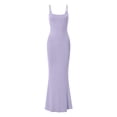 thumbnail image 5 of Mefallenssiah Women'S Solid Color Collarless High Waist Strap Fishtail Wrapped Hip Long Dress, 5 of 5