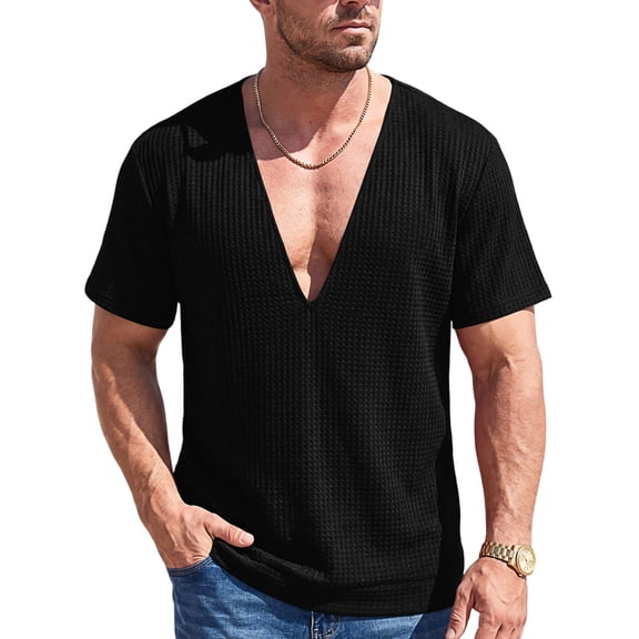 Guluxicc T Shirts for Mens V Neck Short Sleeve Summer Casual Trendy T-Shirt