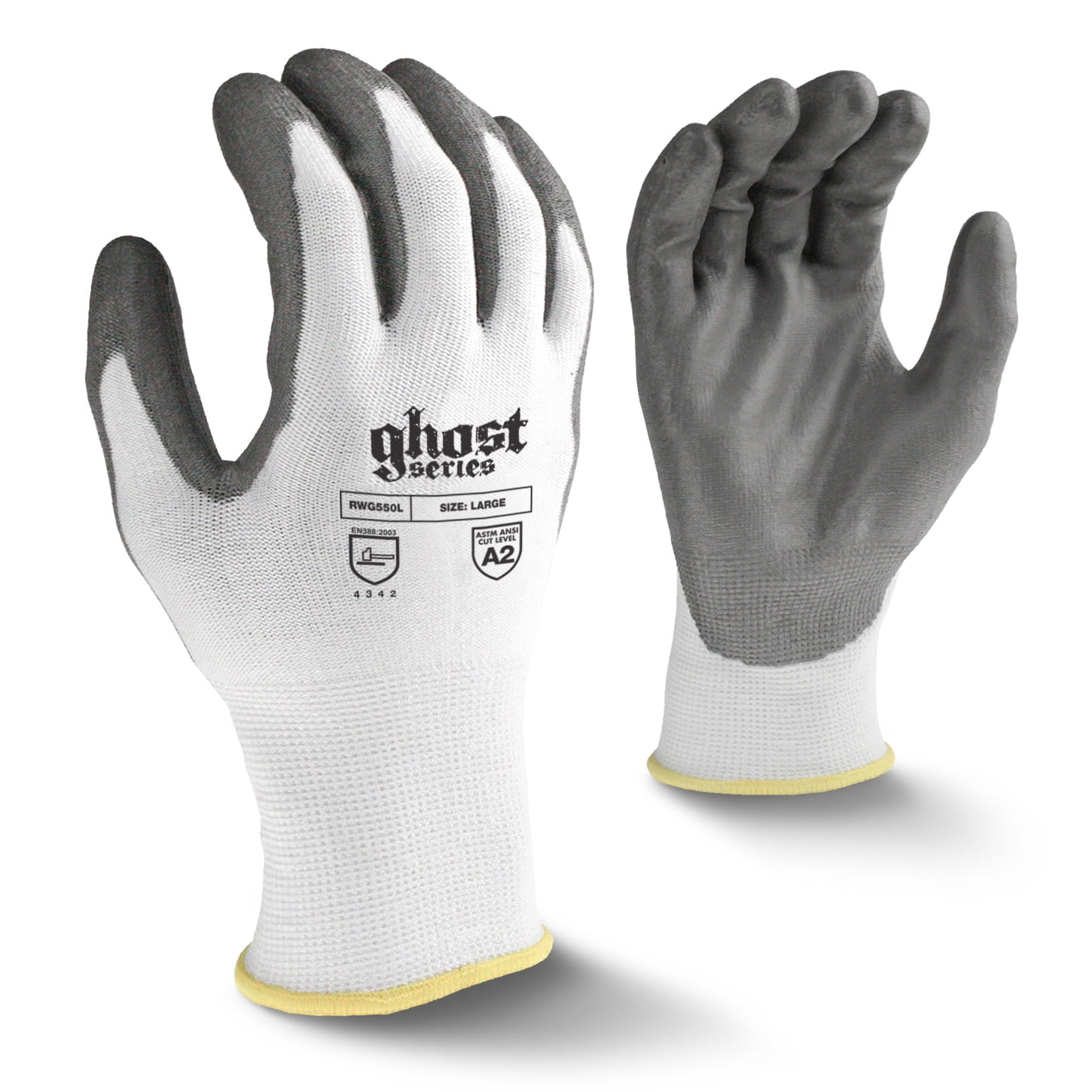 12 per Pack Radians RWG550M Ghost Series Cut Protection Level 3 Work Glove Medium 