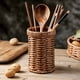 thumbnail image 5 of Soporte de cubiertos de ratán de imitación tejido a mano, cesta de cubiertos tejida, organizador de utensilios de cocina, 5 of 7