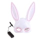thumbnail image 1 of Máscara de mascarada de conejo lindo plástico blanco con máscara de conejo de media cara de luz fría EL para club nocturno, 1 of 8